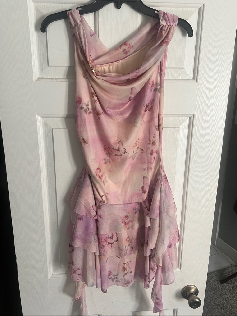 Elegant Pink Floral off the shoulder Women's Dress
